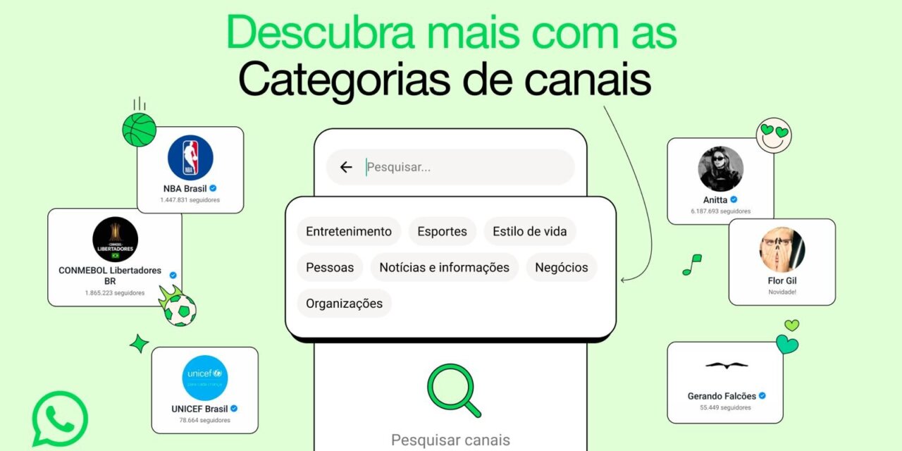 Canais de WhatsApp passam a ser divididos em categorias