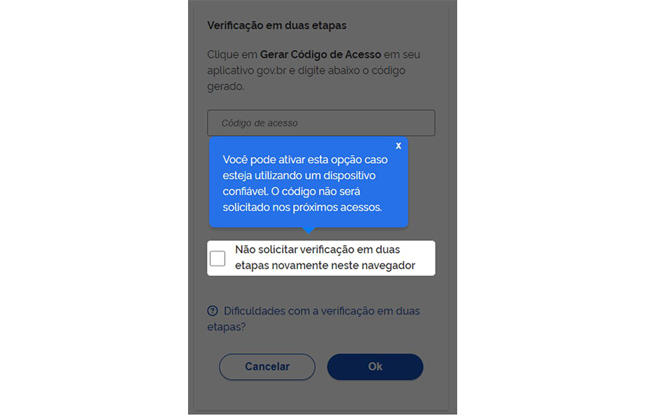 Gov.br; verificação em duas etapas